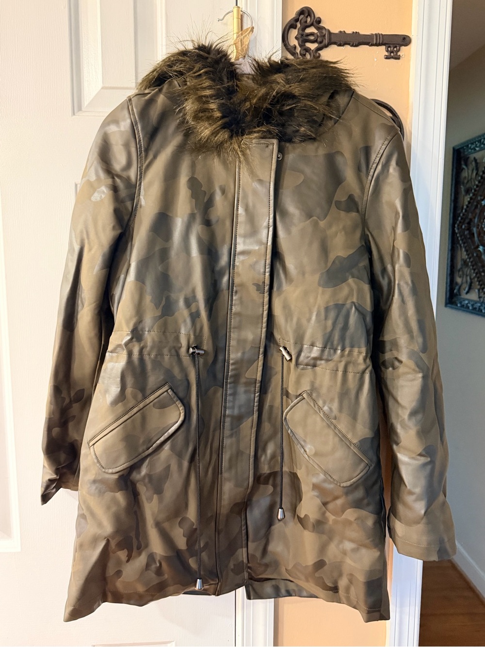 Women's Olive Camo Utility Parka with Faux-Fur Hood